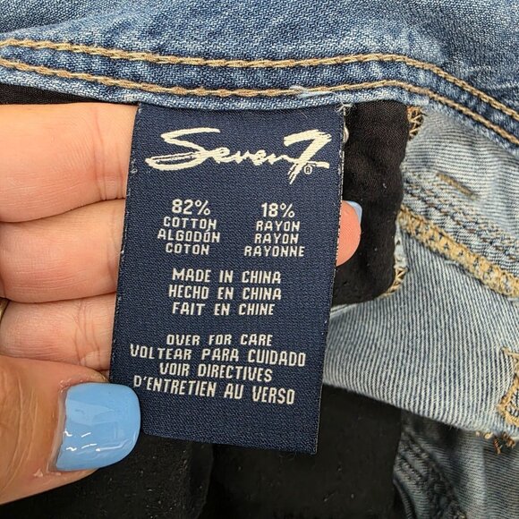 Seven7 Distressed Straight Leg Jeans Medium Wash Contrast Stitch Men’s 40x32 - Picture 9 of 16